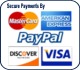 Credit Cards Accepted include Visa, MasterCard, Discover, American Express, and PayPal